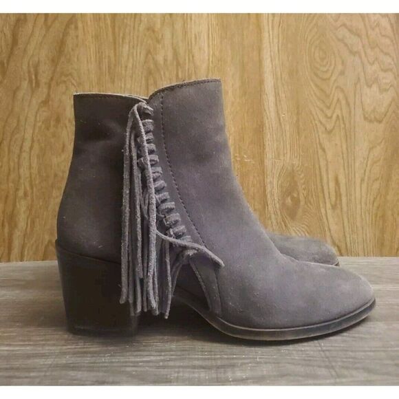 Kenneth Cole Reaction Rotini Fringe Ankle Boots Womens Size 7 Gray - Picture 1 of 11